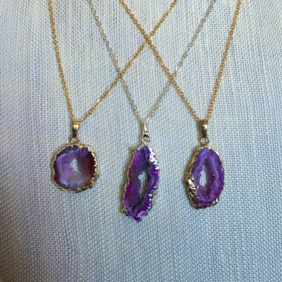🔶Silver Druzy necklaces boho jewelry - Picture 3 of 4