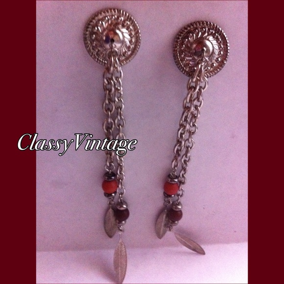 Vintage Jewelry - 1970's long  boho earrings.