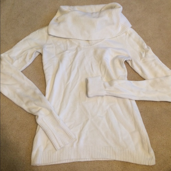 Swoop neck cream knit sweater
