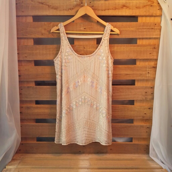 Free People Tribal and arrows beaded shift dress