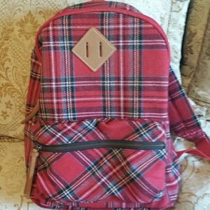 New Super Adorable Red Plaid Backpack