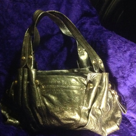 B Makowsky Metallic metal colored handbag