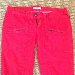 Cherry red free people skinny jeans