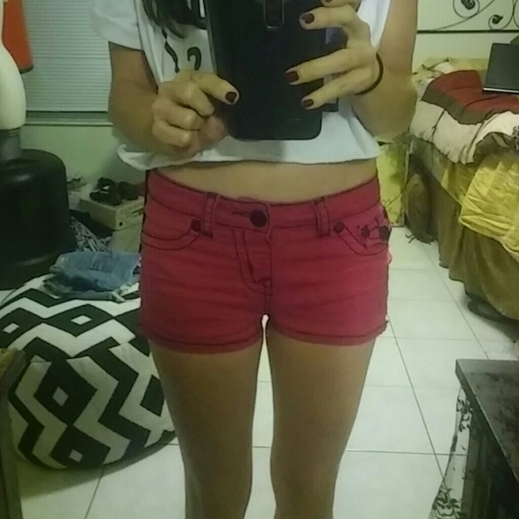 Y2K Vintage Teenager Juniors Girls Ten25 Hot pink jegging stretchy booty shorts - Picture 3 of 3