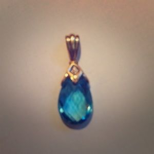 Blue Topaz Pendant w/ Diamond