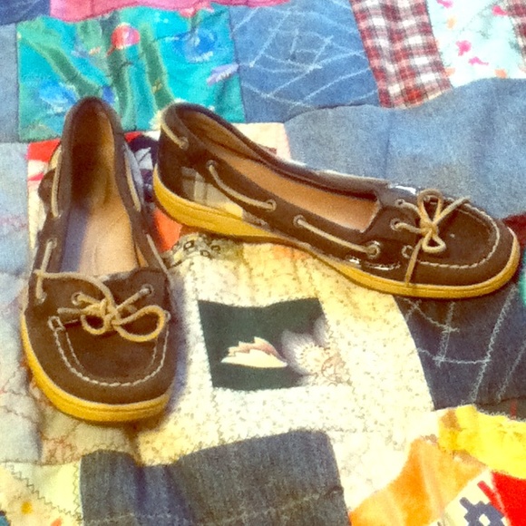 Sperry's women size 9 navy blue plaid top siders