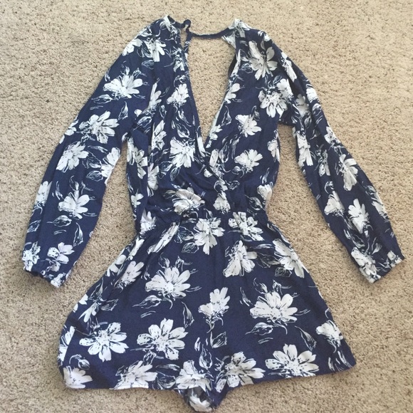 Long-sleeve Floral Romper
