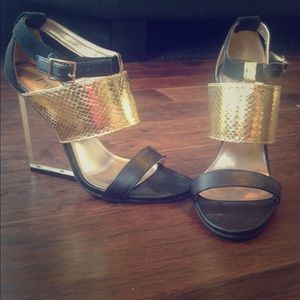 Paper Fox clear wedge sandal.