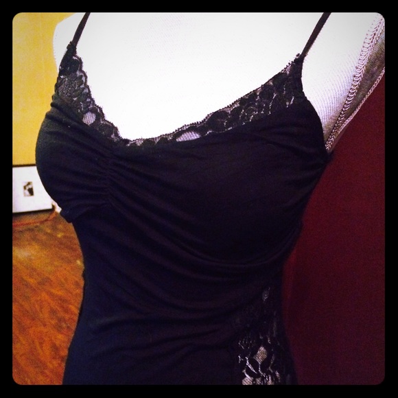 Spaghetti strap black tank