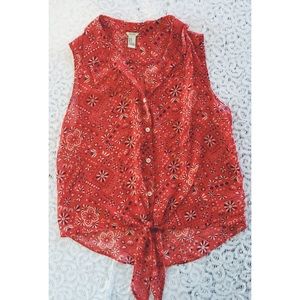 Red Bandana Print Blouse