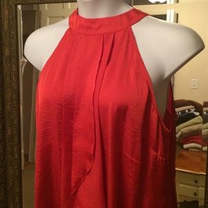 Coral dress high neck sleeveless halter