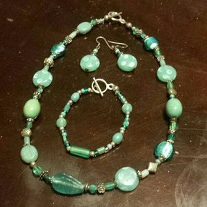 Necklace, bracelet, and earring set