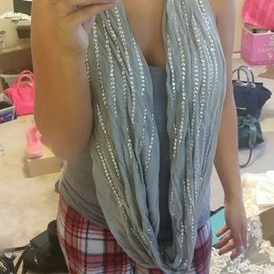 GREY COTTON SPARKLE SCARF