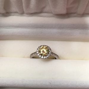 Yellow Cubic Zirconia and Sterling Silver Ring