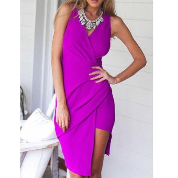 Bright pink asymmetrical dress