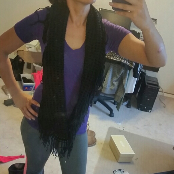 Black Fringe Guess Scarf (same as red in closet)