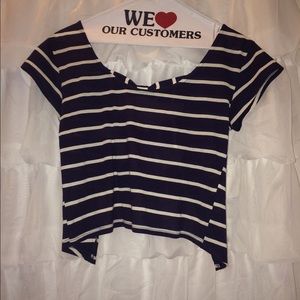 Navy and White Stripped Bow Top