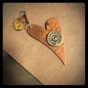 Copper Heart Federal 45 Bullet Handmade Jewelry