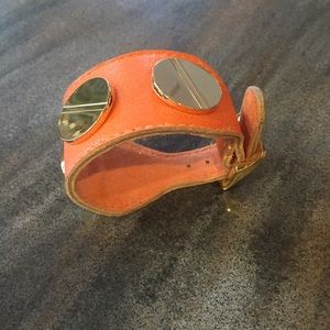 Orange leather bracelet