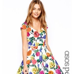 ASOS PETITE Bardot Dress in Multi Color size 6