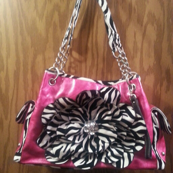 Pink zebra flower purse - Picture 1 of 2