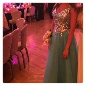 Prom dress. Blue with sliver stones