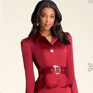 Bebe red sarin belted trench coat👠