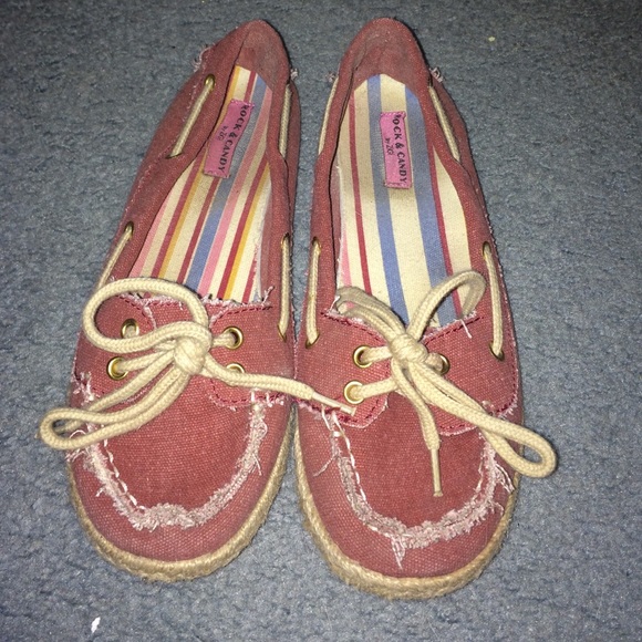 Red slip on flat sneaker