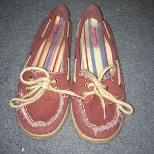 Red slip on flat sneaker