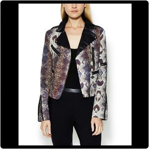*SOLD* Snake Moto jacket w/vegan leather collar