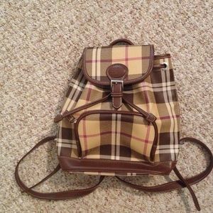 SOLD Plaid Small Leather Backpack