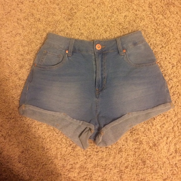 High waisted denim shorts