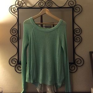 High low mint sweater