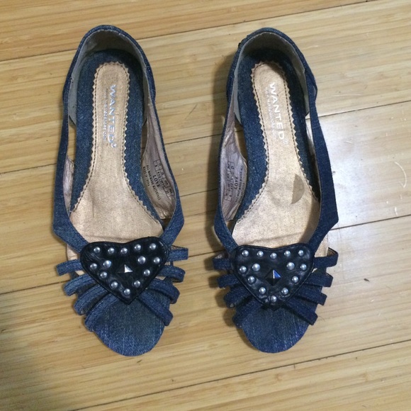 Denim and Leather studded flats/sandals