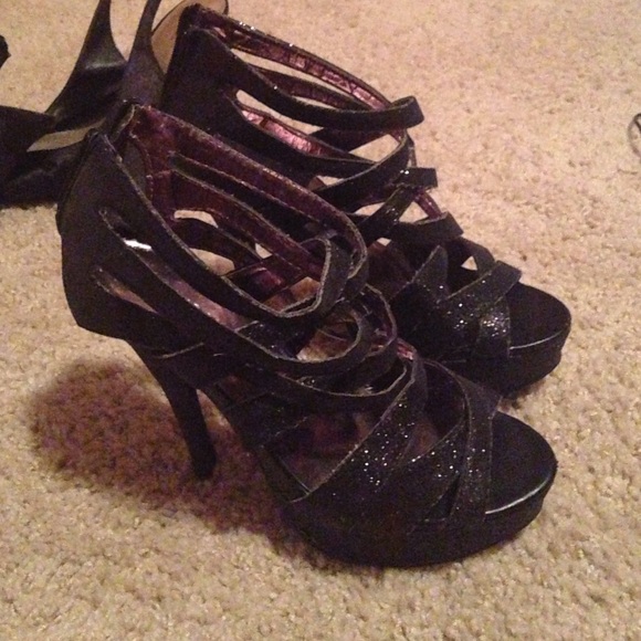 Strappy black sparkly heels from Forever 21