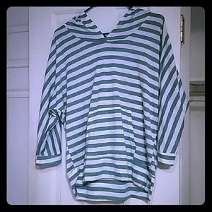 White and Blue Striped Longsleeves Top