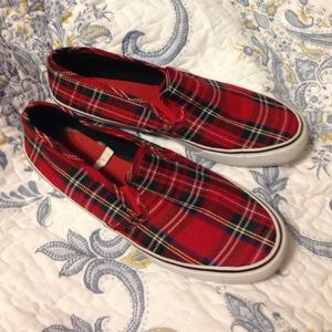 plaid slip on sneakers