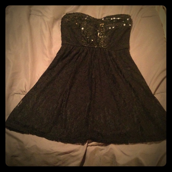 Black sequin and lace dress