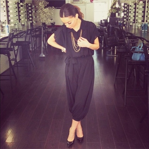 Black cap sleeve sheer jumpsuit
