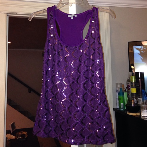 Charlotte Russe purple sparkly tank top