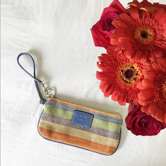 striped coach burlap wristlet > coach