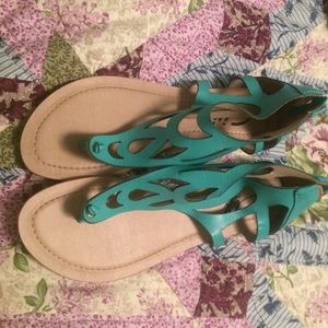 Turquoise cut out sandals