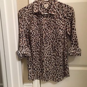 J crew The Perfect Shirt Cheetah Print