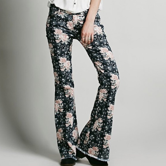 Free People Ruston Rose Flare in black rose plaid