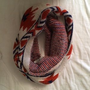 Cream orange & navy infinity scarf