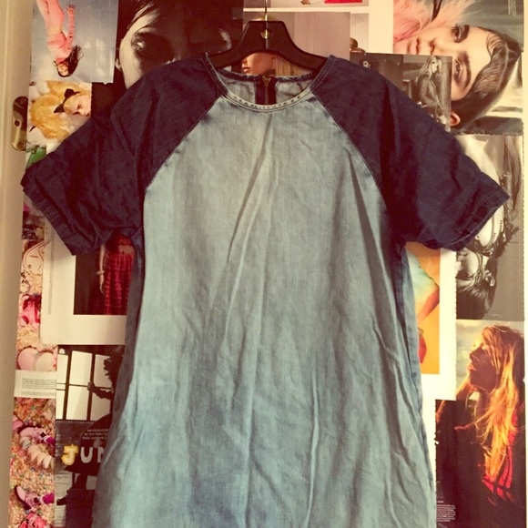 Topshop contrast sleeve denim dress