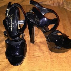 Jessica Simpson black patent sandal/pumps