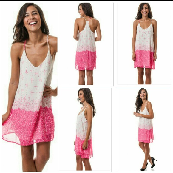 Pink scratch sheer loose fit dress with racerback?