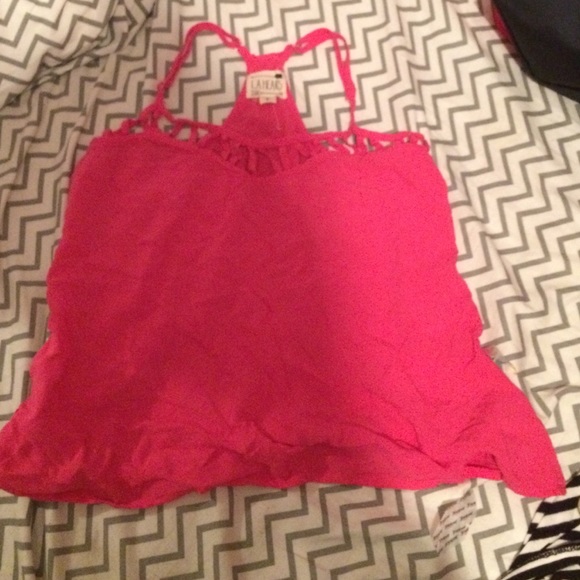 Lattice top hot pink racer tank