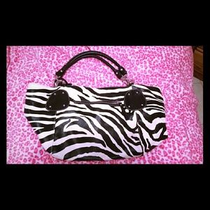 Zebra print large leather handbag